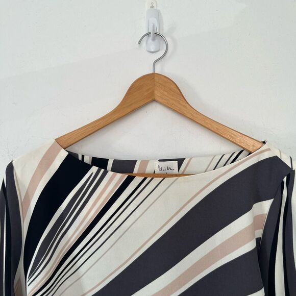 Richard Allan X H&M Black‎ White Tan Printed Swirls Boat Neck Long Sleeve Dress - Picture 15 of 15